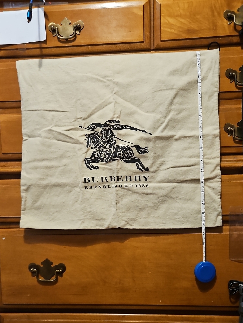 Burberry Beige Cotton Dust Bag with Black Equestrian Logo